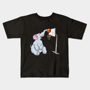 Funny elephant is playing basketball Kids T-Shirt